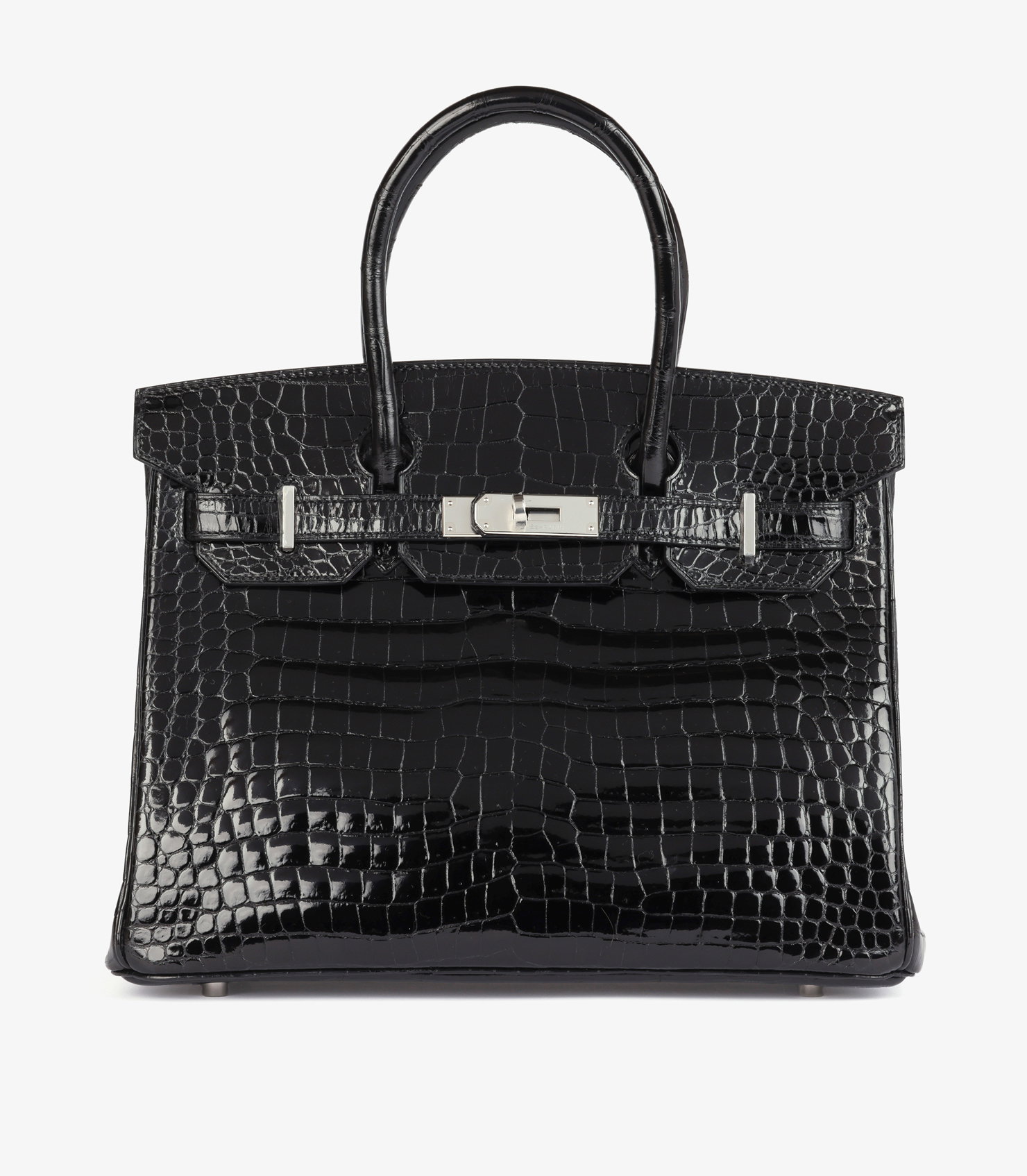 Black Shiny Niloticus Crocodile Leather Birkin 30cm Retourne