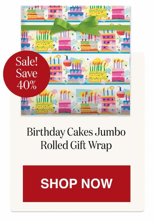 Birthday Cakes Jumbo Rolled Gift Wrap [Click here to Shop Now]