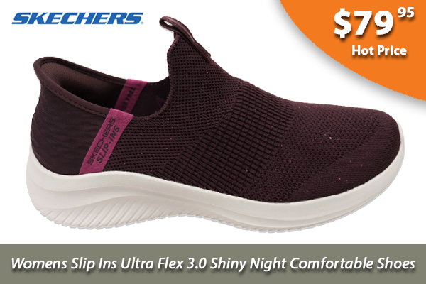 Skechers Womens Slip Ins Ultra Flex 3.0 Shiny Night Comfortable Shoes