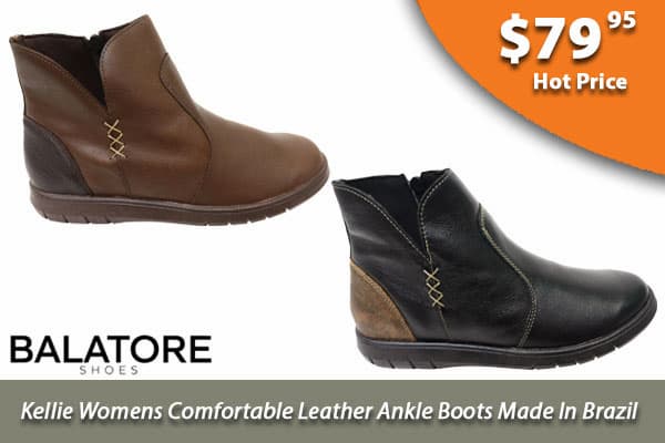 Balatore Kellie Womens Comfortable Leather Ankle Boots Made In Brazil