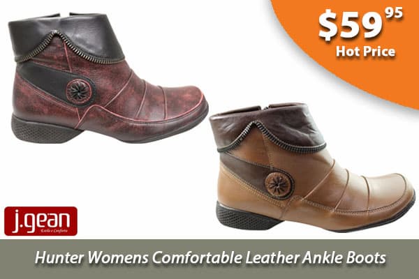 J Gean Hunter Womens Comfortable Leather Ankle Boots Made In Brazil