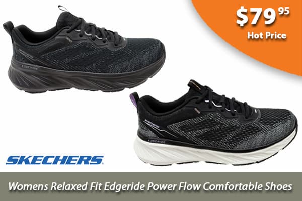 Skechers Womens Relaxed Fit Edgeride Power Flow Comfortable Shoes