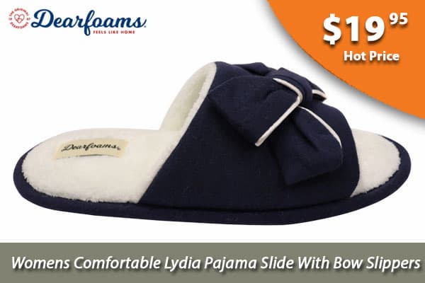 Dearfoams Womens Comfortable Lydia Pajama Slide