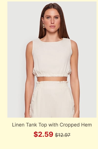 Shop Chic Linen Tank Top with Cropped Hem and Button Back