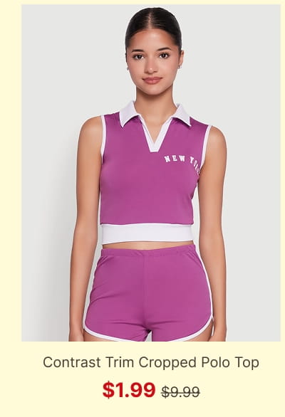 Shop Stylish Contrast Trim Cropped Polo Top
