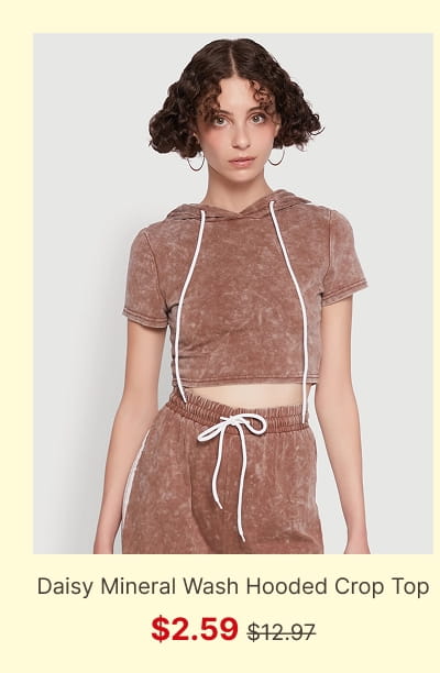 Shop Daisy Mineral Wash Varsity Stripe Hooded Crop Top