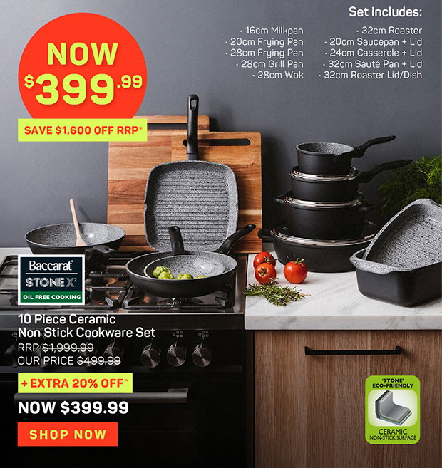Baccarat STONEX2 10 Piece Ceramic Non Stick Cookware Set