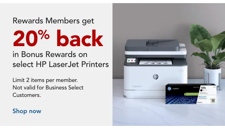 20% Back in Bonus Rewards on select HP LaserJet printers