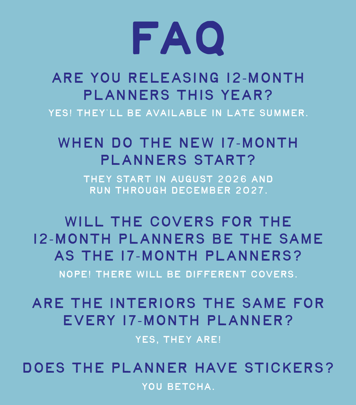 Planner FAQs