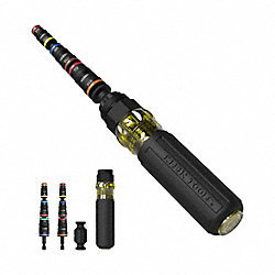 Multi-Bit Screwdriver: Socket Tip, 17 Tips, 10 3/4 in Overall Lg, Magnetic Quick-Change