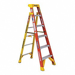 Stepladder: 6 ft Ladder Size, Fiberglass, 300 lb Load Capacity, 21 lb Wt, 3.8 ft Standing Ht