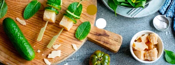 Parmigiano Reggiano 24 mesi, cetriolo e menta