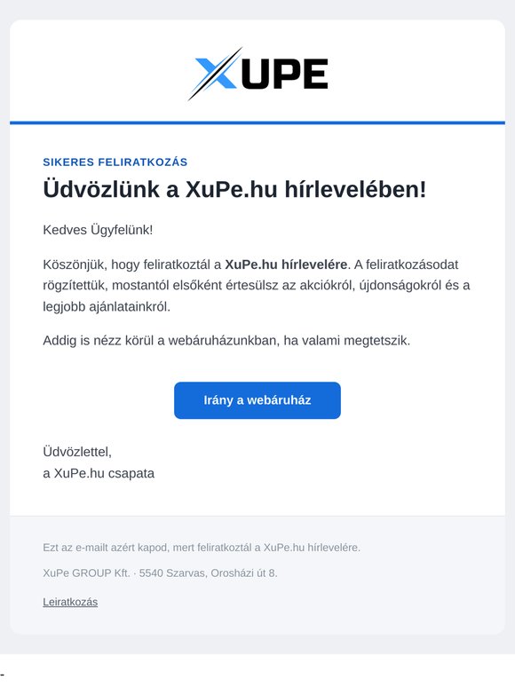 Köszönjük a feliratkozást! :)