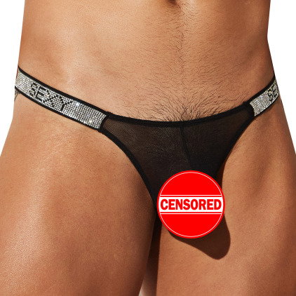 Sexy Boy String Sexy Résille Noir