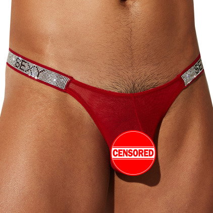 Sexy Boy String Sexy Résille Rouge