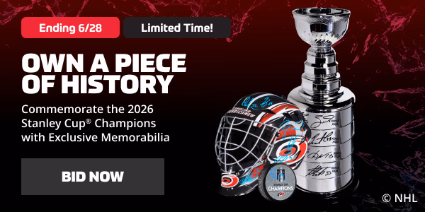 Ends June 28! Don't miss your chance to own a piece of history: 2026 Stanley Cup Champions auctions. Click here to bid.