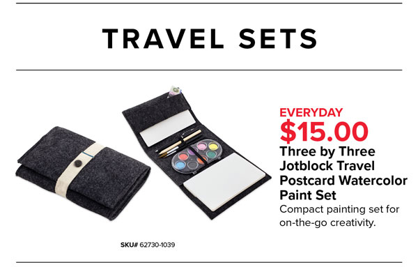 Three by Three Jotblock Travel Postcard Watercolor Paint Set Everyday $15.00