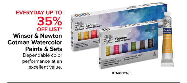 Winsor & Newton Cotman Watercolor Paints & Sets Everyday Up to 35% Off List*