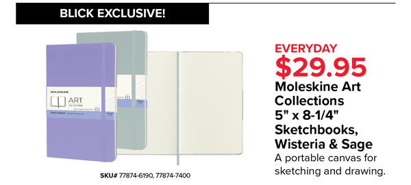 Moleskine Art Collections 5"X8-1/4" Sketchbooks, Wisteria & Sage Everyday $29.95