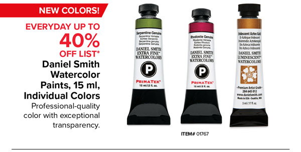 Daniel Smith Watercolor Paints, 15 ml, Individual Paints Everyday Up to 40% Off List*