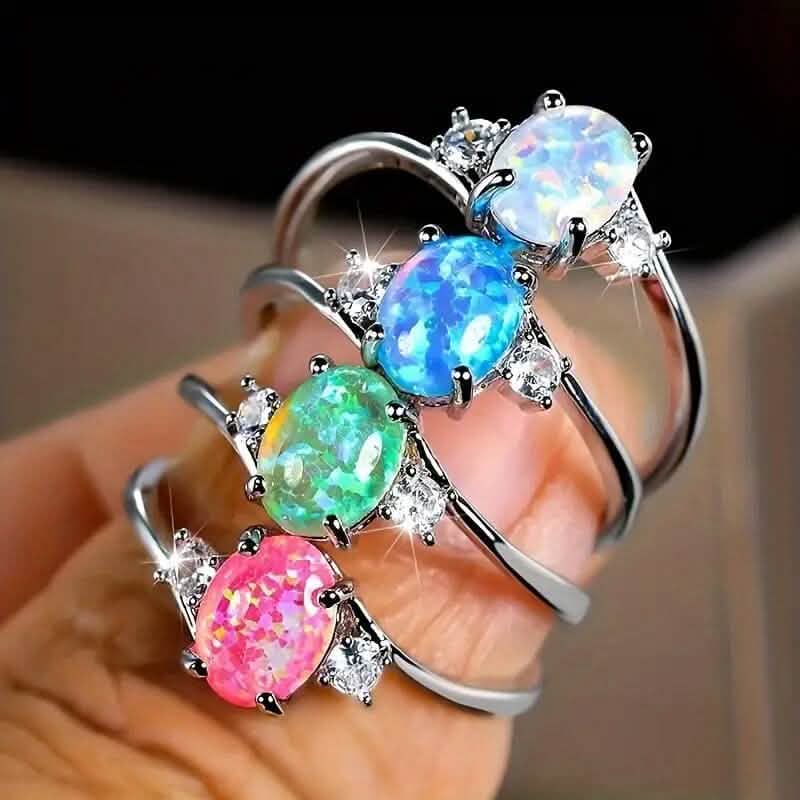 Image of Exquisite Oval Artificial Opal Rings