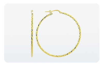 18k Yellow Gold Over Bronze Twisted Hoop Earrings Set of 3