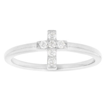Moissanite Platineve Cross Ring 0.12ctw DEW