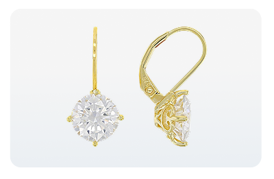 Moissanite 14k Yellow Gold Over Silver Solitaire Earring 3.80ctw DEW