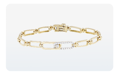 Round White Lab-Grown Diamond F-G SI 14K Yellow Gold Over Sterling Silver Bracelet 0.25ctw