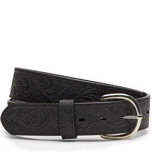 Scroll Tooled Belt in black.