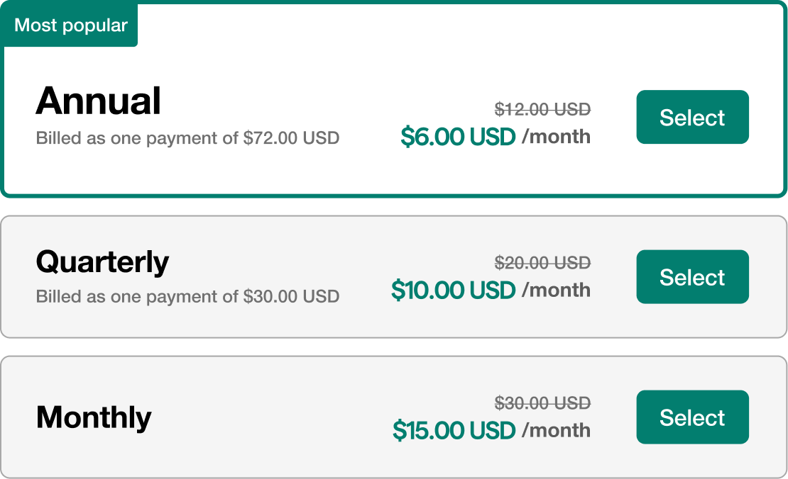 Pricing (USD)
