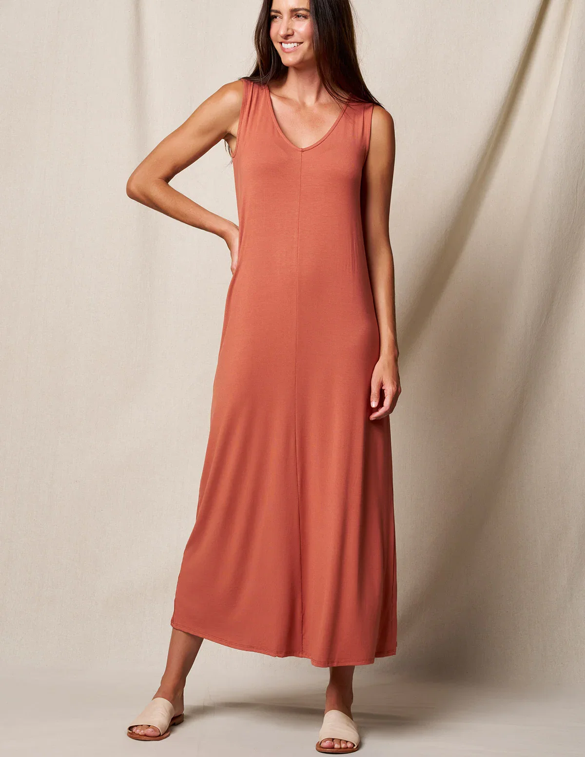 Image of Bamboo A-Line Tank Dress - Rust