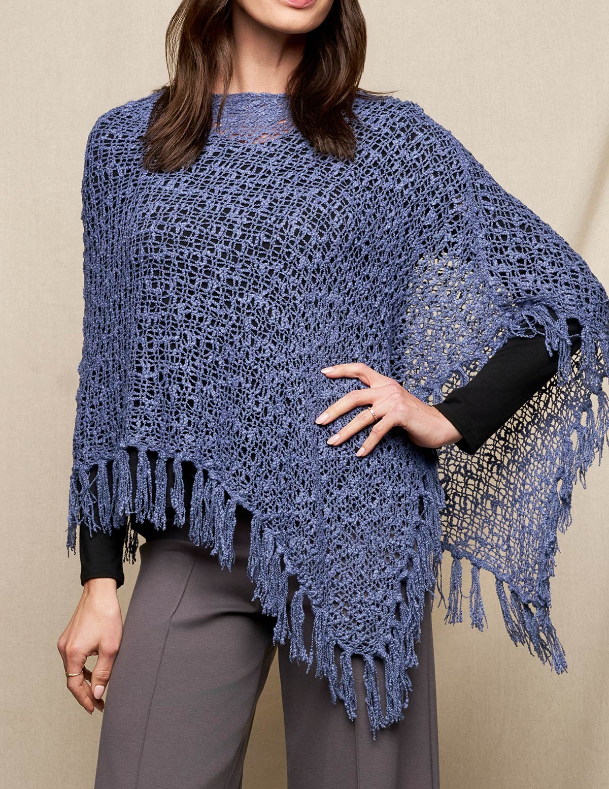 Image of Riva Knit Fringe Poncho