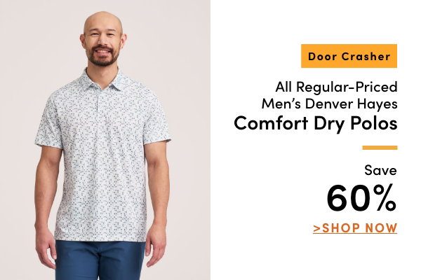 Door Crasher All Regular-Priced Men's Denver Hayes Comfort Dry Polos Save 60%