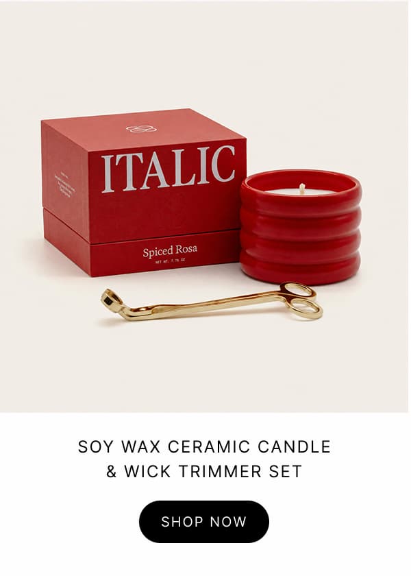 SOY WAX CERAMIC CANDLE & WICK TRIMMER SET
