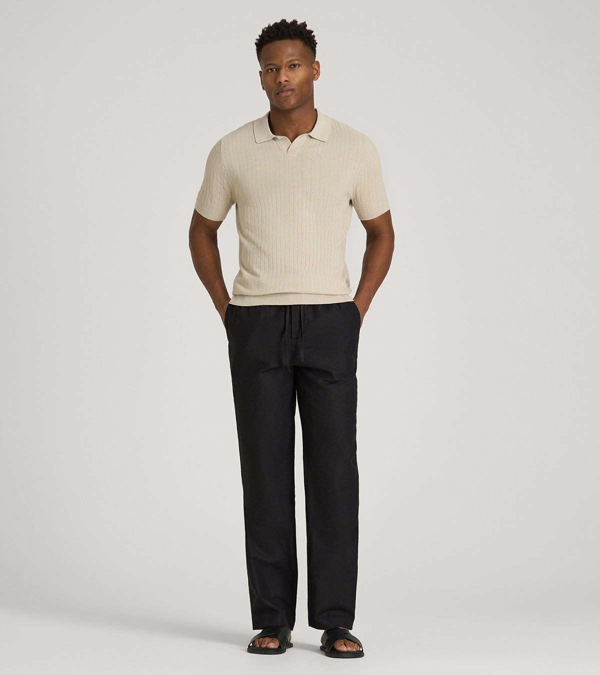 Stretch Cotton Linen Blend Pull-On Pants for Tall Men