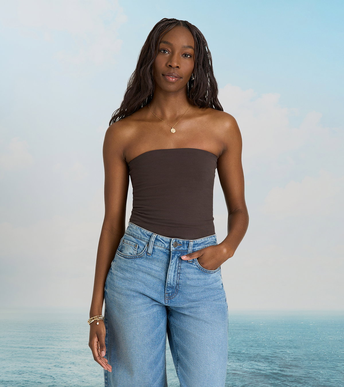 Cotton Blend Tube Top for Tall Women