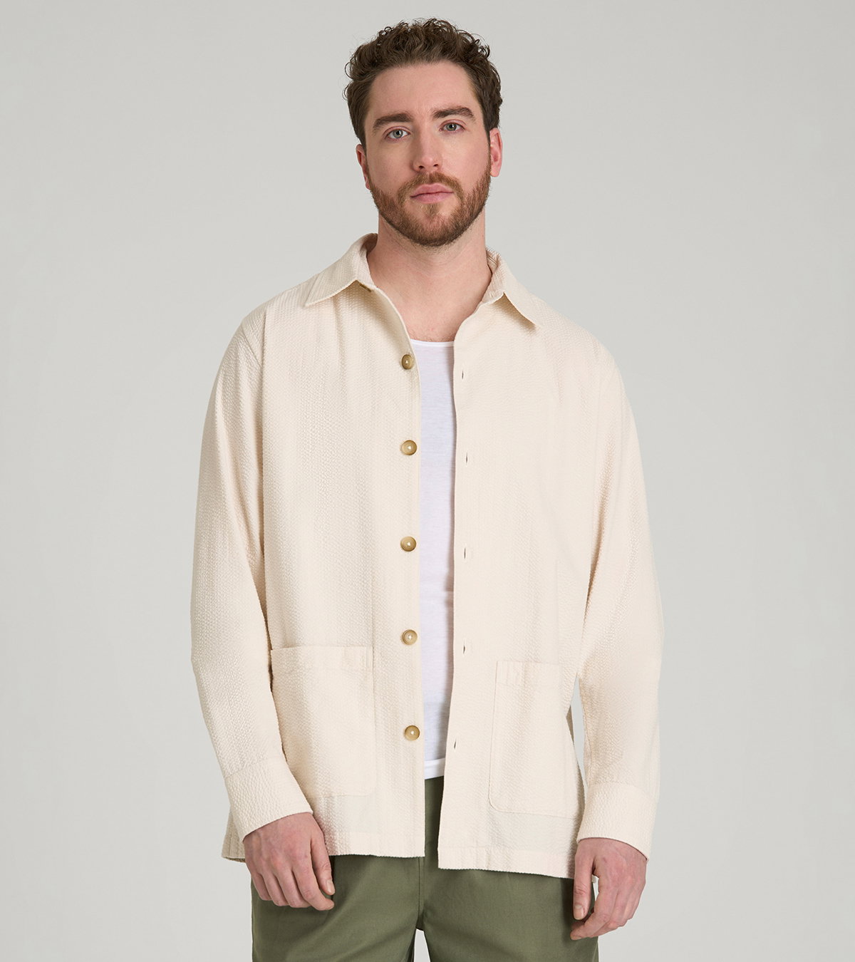 Seersucker Overshirt for Tall Men