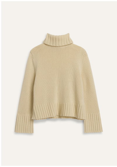 Cropped Cashmere Jet Turtleneck