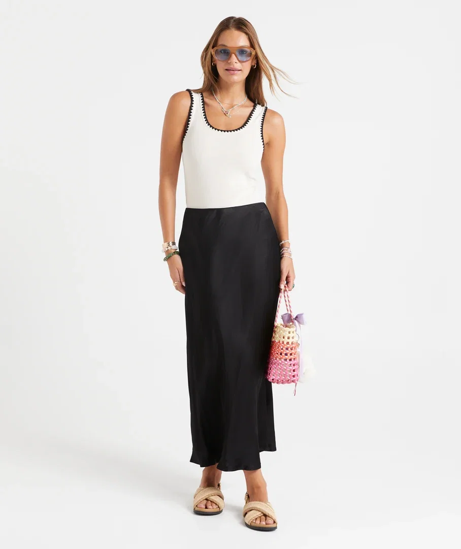 IZZY SATIN BIAS MIDI SKIRT