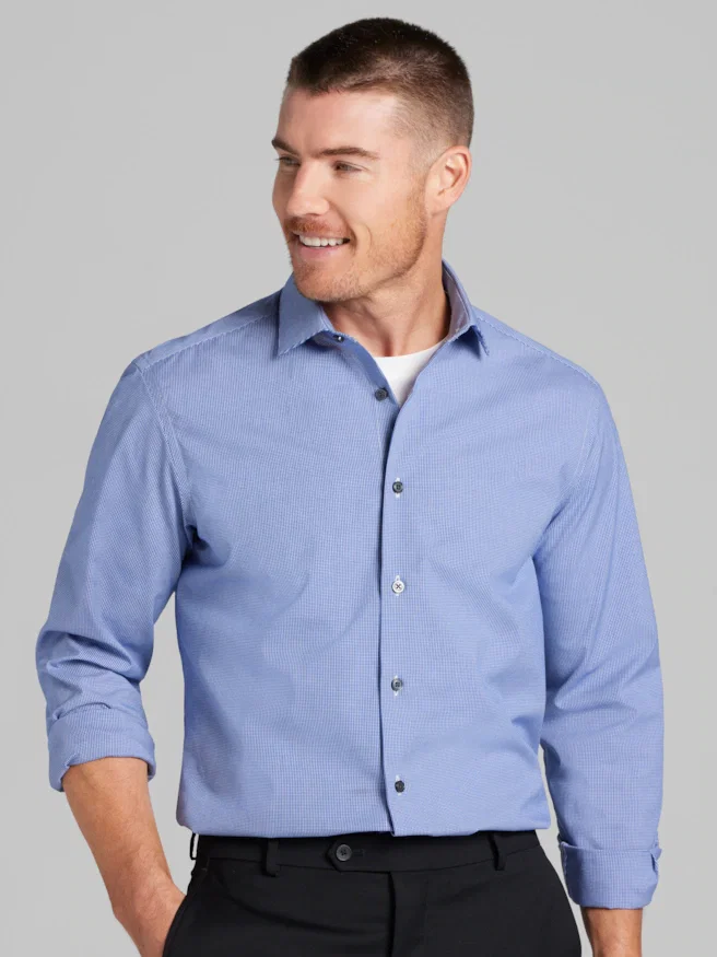 Awearness Kenneth Cole Slim Fit Stretch Micro Check Dress Shirt
