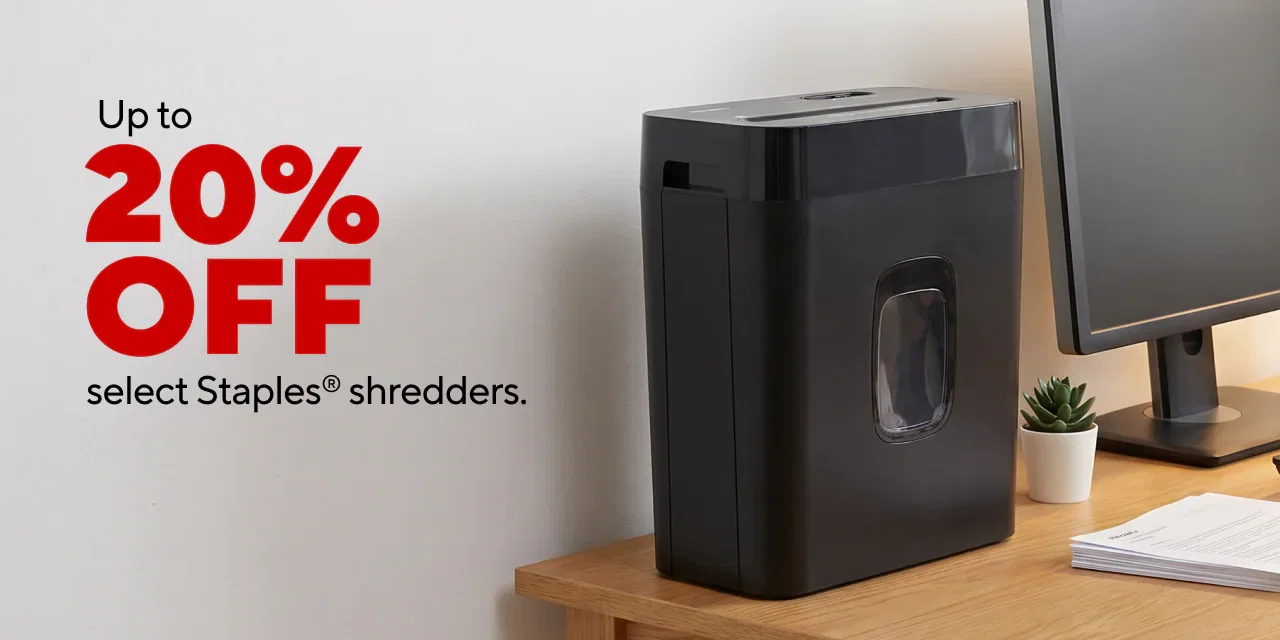 Up to 20% off Staples Shredders