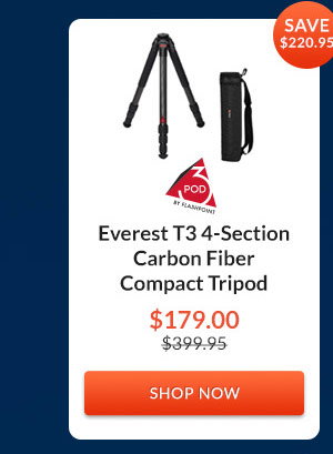 3Pod Everest T3 4-Section Carbon Fiber Compact Tripod
