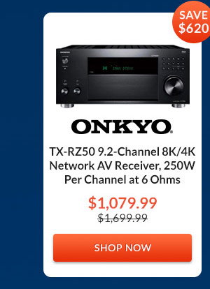 Onkyo TX-RZ50 9.2-Channel 8K/4K Network AV Receiver, 250W Per Channel at 6 Ohms