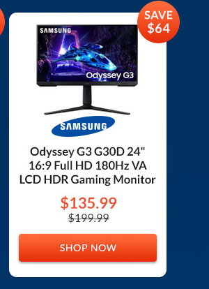 Samsung Odyssey G3 G30D 24inches 16:9 Full HD 180Hz VA LCD HDR Gaming Monitor