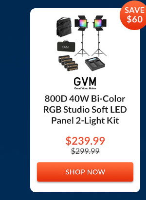 GVM 800D 40W Bi-Color RGB Studio Soft LED Panel 2-Light Kit