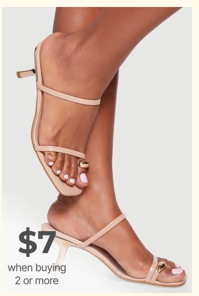 Shop Metallic Toe Loop Mid Heel Sandals
