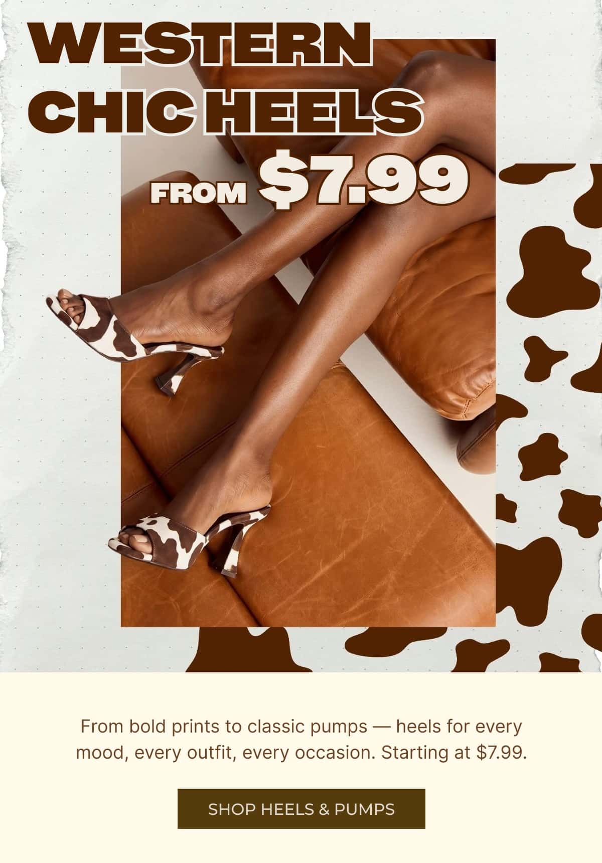 WESTERN CHIC HEELS FROM $7.99 - SHOP HEELS & PUMPS