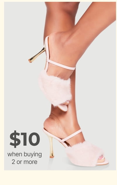 Shop Faux Fur Band Peep Toe High Heel Mules