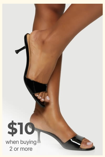 Shop Faux Leather Open Toe Spool Heel Mules